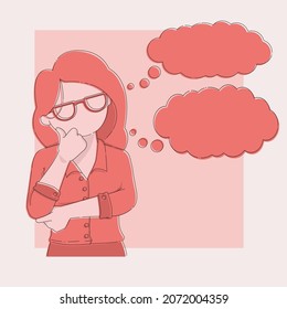 girl vector creating idea, person design to illustrate ideas
