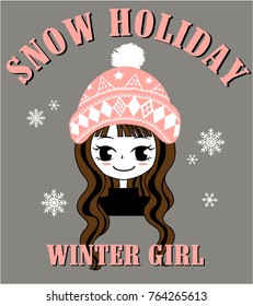 A Girl Vector file with a winter hat