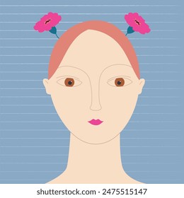girl in vector with flowers, art