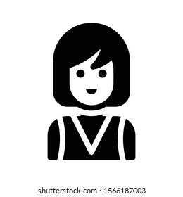 girl vector glyph flat icon 