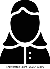 icono plano de glifo vectorial de chica