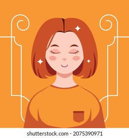 diseño de ilustración de vector de chica marca belleza cara feliz 
