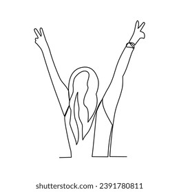 Girl vector illustration drawn in line art style