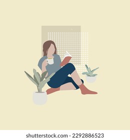 Girl vector illustration. Hand drawn