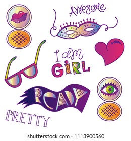 I Am Girl Vector Illustrations Set