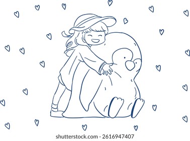 Girl Vector Line Art Illustration 