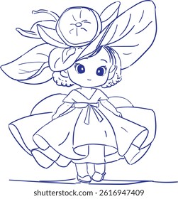 Girl Vector Line Art Illustration 
