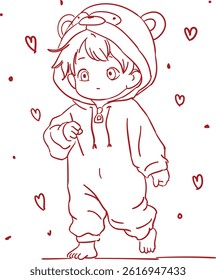 Girl Vector Line Art Illustration 