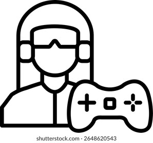 Girl Vector Line Icon Design