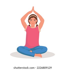 Girl in vector. Lotus position. Does yoga