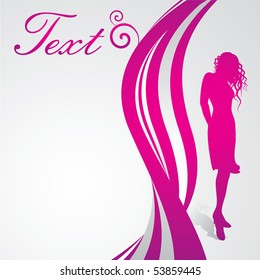 girl vector with magenta wave