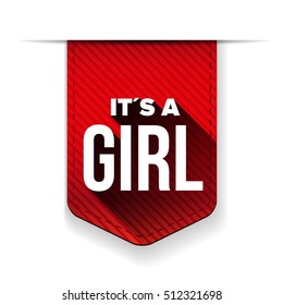 it's a girl, vector ribbon red