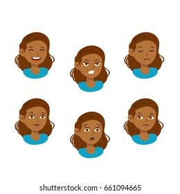 girl vector set, emotions, eps 8 no transparency