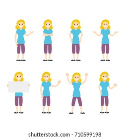 Girl vector set, sign and gestures