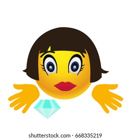girl vector smile character. Emoji fun ball