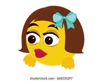 girl vector smile character. Emoji fun ball