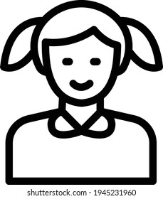 girl vector thin line icon