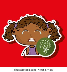 girl vegetable cry vector illustration graphic eps 10