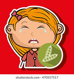 girl vegetable cry vector illustration graphic eps 10