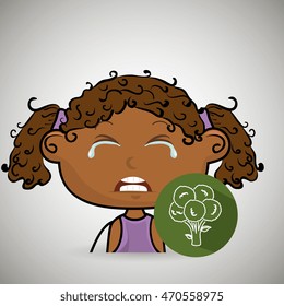 girl vegetable cry vector illustration graphic eps 10