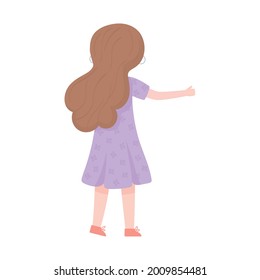 girl viewback cartoon isolated icon