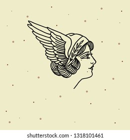 girl with viking hat in vector
