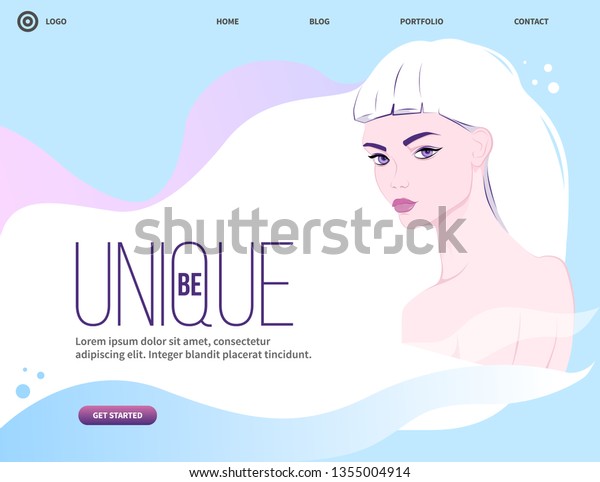 Girl Violet Eyes White Hair On Stock Vector Royalty Free 1355004914