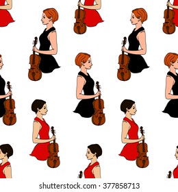 Girl with a violin | EPS10