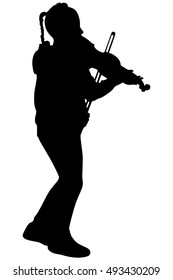 girl with violin on a white background