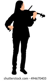 girl with violin on a white background