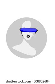 A girl is in virtual glasses. Vector icon. Scientific technologies. 