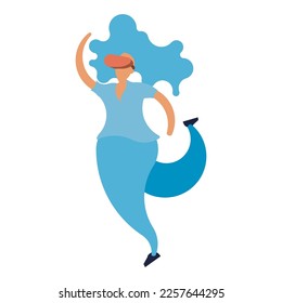 girl virtual reality Illustration, Corporate Memphis woman augmented reality