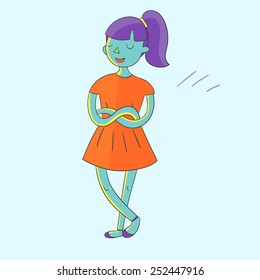 Girl vivid color vector illustration