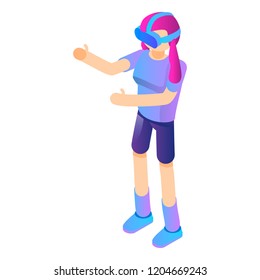 Girl vr helmet glasses icon. Isometric of girl vr helmet glasses vector icon for web design isolated on white background