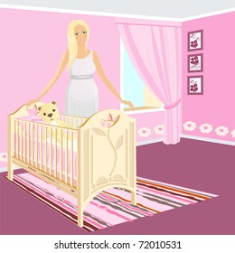 A girl waiting for the baby. Pregnant woman.