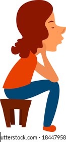 Girl-Warten, Illustration, Vektorgrafik auf weißem Hintergrund