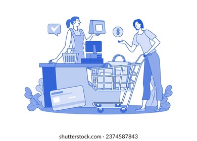 The Girl Waiting To Pay At The Cashier