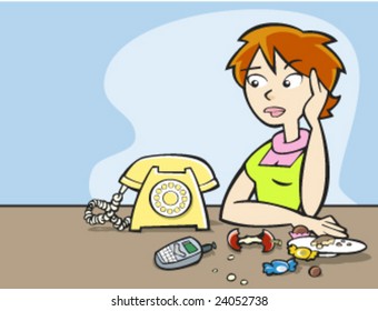 Girl waiting a phone call