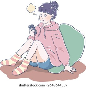 
A girl is waiting for someone to contact her.