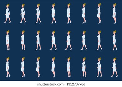 
Girl walk cycle animation sprites, Loop animation.
