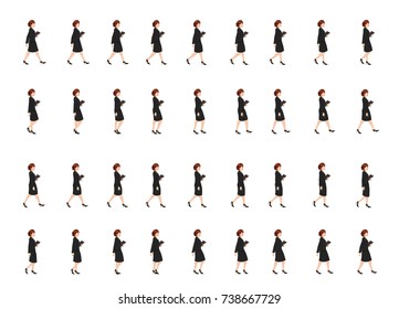 Girl walk cycle sprite sheet