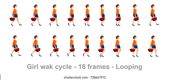 Girl Walk Cycle Sprite Sheet