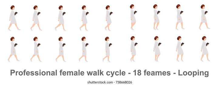  Girl Walk Cycle Sprite Sheet