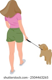 Girl Walk With Her Dog, Young girl character 