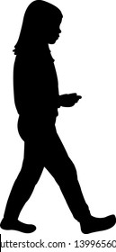 a girl walking body silhouette vector