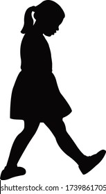 a girl walking body silhouette vector