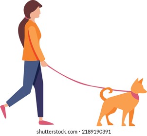 girl walking a dog on a leash