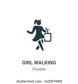 Girl walking glyph icon vector on white background. Flat vector girl walking icon symbol sign from modern people collection for mobile concept and web apps design.
