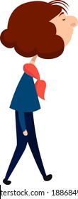 Girl walking ,illustration,vector on white background