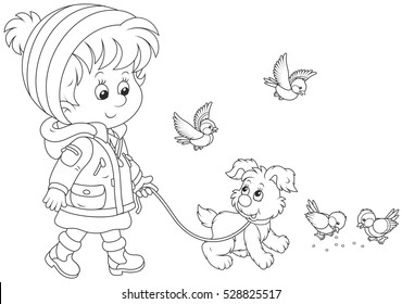 Girl walking with a pup